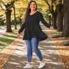 Agnes Orinda Women's Plus Size Babydoll V Neck Long Sleeve Winter Casual Button Half Placket Blouse - 3 of 4