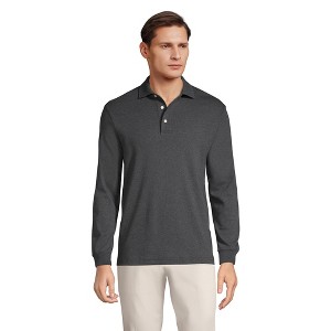 Lands' End Men's Long Sleeve Cotton Supima Polo Shirt - 1 of 4