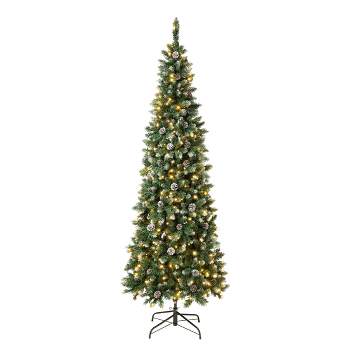 National Tree Company First Traditions Pre-Lit LED Slim Snowy Oakley Hills Artificial Christmas Tree Warm White Lights