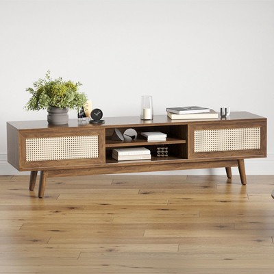 FURNIinspire TV Stands And Consoles Media Entertainment Center With Storage, Mid Century Modern TV Stand Console Cabinet, Beige, 15.6"*65"*18"