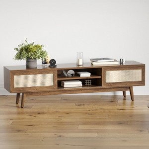 FURNIinspire TV Stands And Consoles Media Entertainment Center With Storage, Mid Century Modern TV Stand Console Cabinet, Beige, 15.6"*65"*18" - 1 of 4