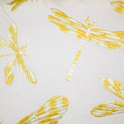 Citron Yellow and White Embroidered Dragonflies Rectangular Kids Pillow