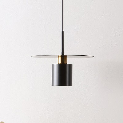 Contemporary 71'' Black and Brass Metal Pendant Light