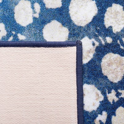 Vintage Charm Easy-Care Synthetic 79'' Square Rug in Navy/Beige