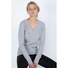 J CASHMERE Women's 100% Cashmere Cable-knit Long Sleeve Pullover V Neck Sweater - 2 of 3