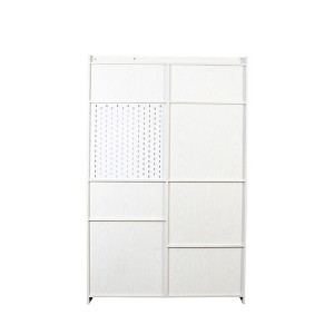 Gulches 9-Cubby Wide Bookcase - Pegboard & Drawers Storage Unit, Wood Shelving for Living Room Kitchen Dining Room, White - 1 of 4