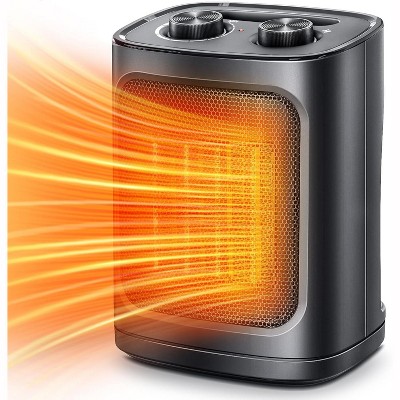 ZAFRO Space Heater Indoor Use Electric Ceramic Space Heater, Portable Heaters Fan for Bedroom with Adjustable Thermostat ,1500W(Black)