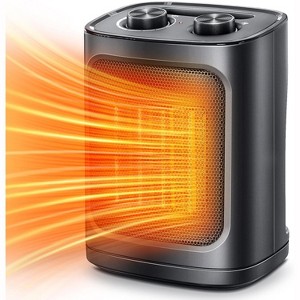 ZAFRO Space Heater Indoor Use Electric Ceramic Space Heater, Portable Heaters Fan for Bedroom with Adjustable Thermostat ,1500W(Black) - 1 of 4
