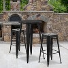 Flash Furniture Commercial Grade 24" Round Metal Indoor-Outdoor Bar Table Set with 2 Square Seat Backless Stools - image 2 of 4