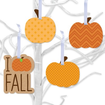 Big Dot of Happiness Pumpkin Patch - Fall, Halloween or Thanksgiving Decorations - Tree Ornaments - Set of 12