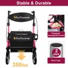 Foldable Rollator Walkers with Seat for Seniors, Lightweight Rolling Walkers with Cup Holder and Bag,8" Big Wheels,350LBS,Pink - 2 of 4