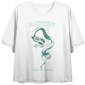 Harry Potter Slytherin Traits Juniors White Boyfriend Crop T-shirt - 1 of 2