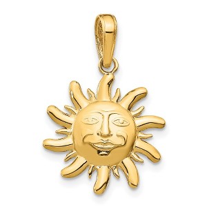 Black Bow Jewelry 14k Yellow Gold 15mm Satin and Diamond Cut Sun Pendant - 1 of 4