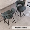 26" Leather Woven Bar Stool Set of 2, Black Legs Barstools, No Adjustable Kitchen Island Chairs, 360¡ã Upholstered Counter Stool, Arm Chairs - Blue - 4 of 4