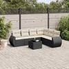 vidaXL 7 Piece Patio Sofa Set with Cushions - Black and Cream With Table - 2 of 4
