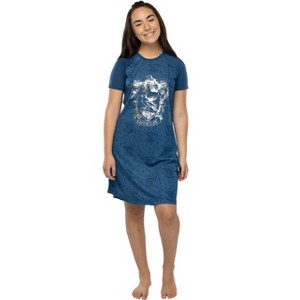 Harry Potter Women's Foil Print Hogwart Houses Raglan Nightgown Pajama - 1 of 4