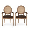 Set of 2 Judith French Country Wood and Cane Upholstered Dining Chairs - Christopher Knight Home - 2 of 4