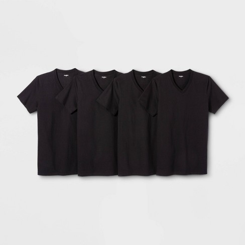 Deep V Neck T Shirt for Men Low Cut Vneck Tee Invisible Tshirt Vee Top  Scoop Hem, Black - Deep V, XX-Large