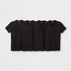 Men's 4pk V-Neck T-Shirt - Goodfellow & Co™ Black M