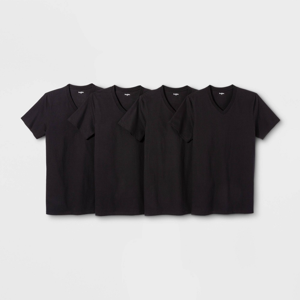 (Small) Men's 4pk V-Neck T-Shirt - Goodfellow & Co™ Black 