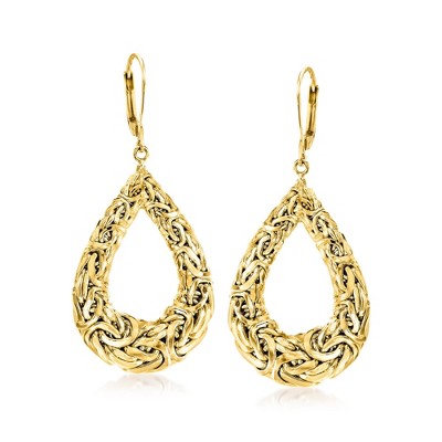 Ross-Simons 14kt Yellow Gold Byzantine Open Teardrop Earrings