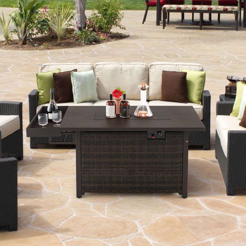 Costway 52'' Outdoor Gas Fire Pit Table Patio Propane Firepit with Cover 50,000 BTU Brown/Black, 5 of 11