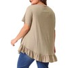 Agnes Orinda Women's Plus Size V-Neck Button-up Short Sleeve Ruffled Hem T-Shirts - 4 of 4