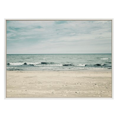Sylvie Coastal Beach Canvas Print with White Frame