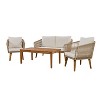 Sapphtopaz Patio Furniture Set Wood Loveseat Conversation Outdoor Chairs with Wooden Coffee Table Sofa Set for Backyard, Terrace, Garden - 2 of 4