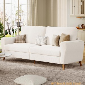 Small Spaces 84" Boucle Sofa Couch for Living Room, 3 Seater Sofa with Deep Seats, Wide Armrests, Wood Legs, Modern Loveseat Couch - 1 of 4