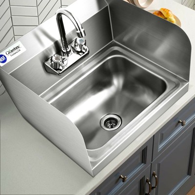 Stainless Steel Wall Mounted Hand Washing Sink with Faucet