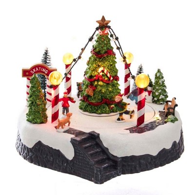 Kurt Adler 7" Battery-Operated Musical LED Ice Rink with Tree Table Piece