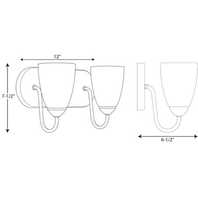 Progress Lighting Gather Collection 2-Light Bath Bracket, Polished Chrome, Etched Glass Shades