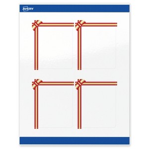 Avery Labels, 4" x 3-1/3", Gold-Red Gift Bow, Glossy, 40ct - 1 of 4