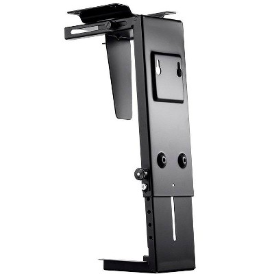 Adjustable Black Metal Under-Desk CPU Holder with Rotating Mechanism