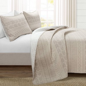 Lush Décor 3pc Hygge Geo Reversible Cotton Quilt & Sham Set - 1 of 4