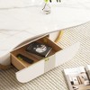GDFStudio Spencer 41.7" Steel and Wood Pedestal Coffee Table with Sintered Stone Top - 4 of 4