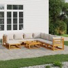 vidaXL Patio Furniture Set - 9 Piece Sofa with Light Gray Cushions - Solid Acacia Wood Outdoor Lounge Set for Garden, Patio, Deck - 2 of 4