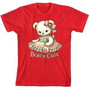 Beary Cute Teddy Bear Boy's Crew Neck Short Sleeve Tee - 1 of 2