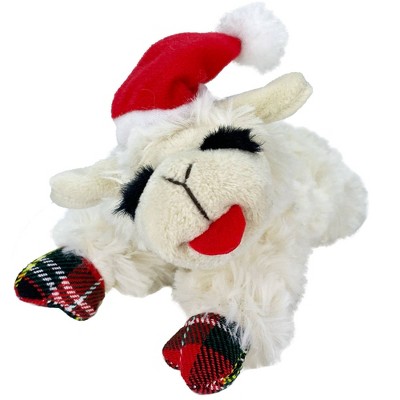 Multipet Holiday Lamb Chop with Santa Hat and Flannel Paws Dog Toy - 6"