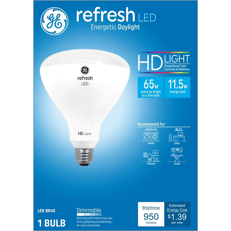 GE 11.5W 65W Equivalent Refresh LED HD Floodlights Daylight, 1 of 6
