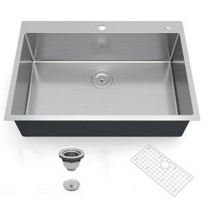 Coucheta Topmount Workstation Sinks - 16 Gauge Stainless Steel in 30 to 36 inch Sizes, Single Bowl with/Ledge & Accessories - 1 of 4