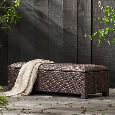 NicBex Storage Bench with Metal Frame PE Wicker for Bedroom and Entryway