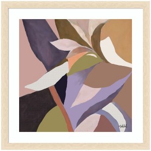 Kate and Laurel Framed Art Azure stems by Inkheart Designs, 26x26, Woodgrain Stripe Blonde - 1 of 4