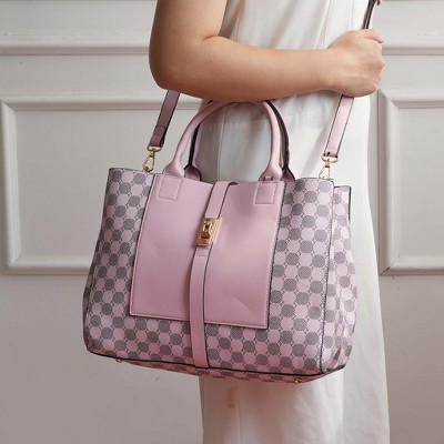 MKF Collection Satchel Vegan Leather Bag Circular Print with Wallet 2-Piece Set, Yuliana | MKF Collection by Mia K – Pink — фото 4