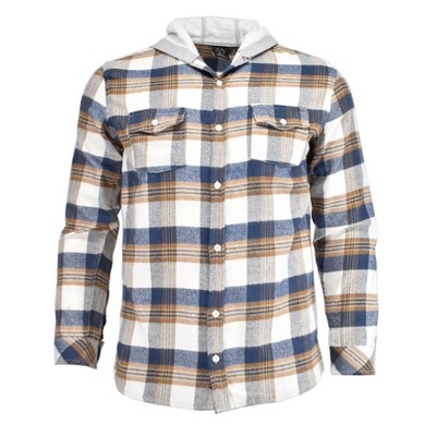 Burnside Men's Yarn Dyed Mid Weight Hooded Flannel Shirt Jacket