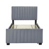 MAYEERTY Twin Size Velvet Upholstered Platform Bed, Twin Trundle, Bedroom, Gray - 3 of 4