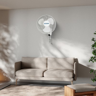 Hurricane 16-Inch White Metal Oscillating Wall Mount Fan