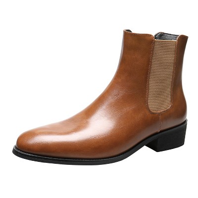 Santimon Chelsea Boots Formal Dress Leather Ankle Boots Brown