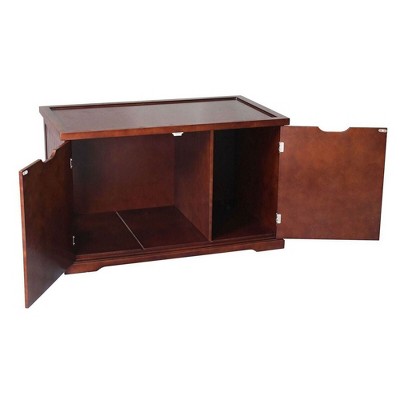 Walnut Freestanding Pet Litter Box Enclosure Bench with Storage